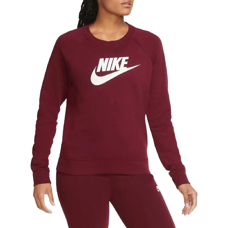 Sophisticated Fashion Women's Essential Crew Fleece Sweater In Dark Red