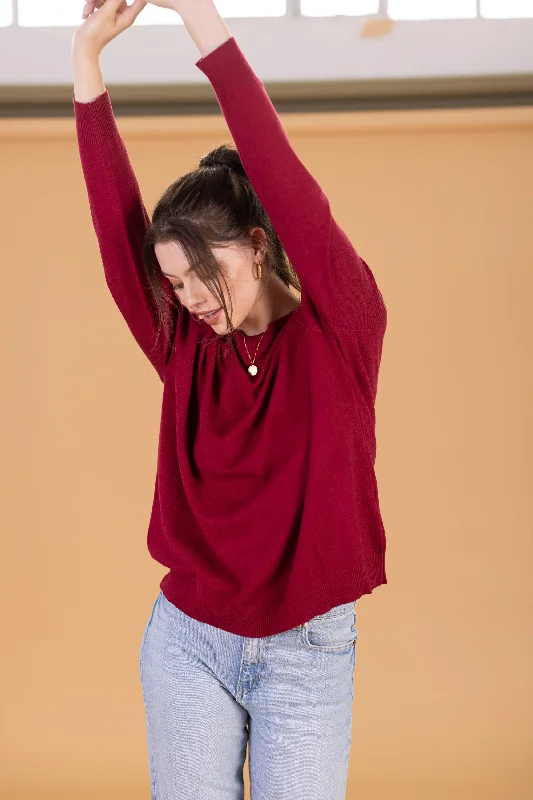 Flowy Fabric Knit Sweater Ruben Burgundy