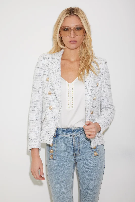 Exclusive Sale Eliza Tweed Blazer - Cream / Denim