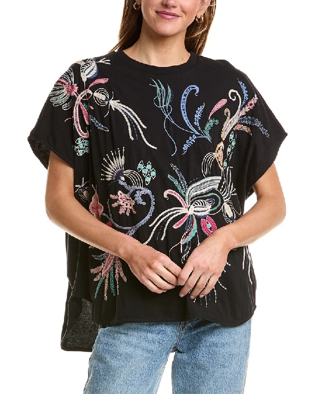 Romantic Detailing Johnny Was Jersey Poncho T-Shirt