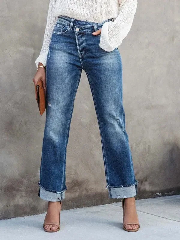 Cool Prices Women Asymmetrical Flyer Jeans