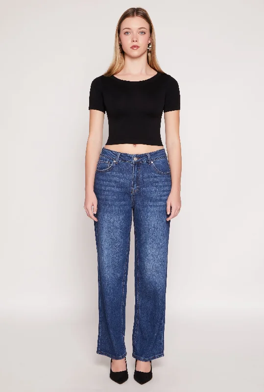 Feminine Grace WAX Whiskered Wide Leg Jeans