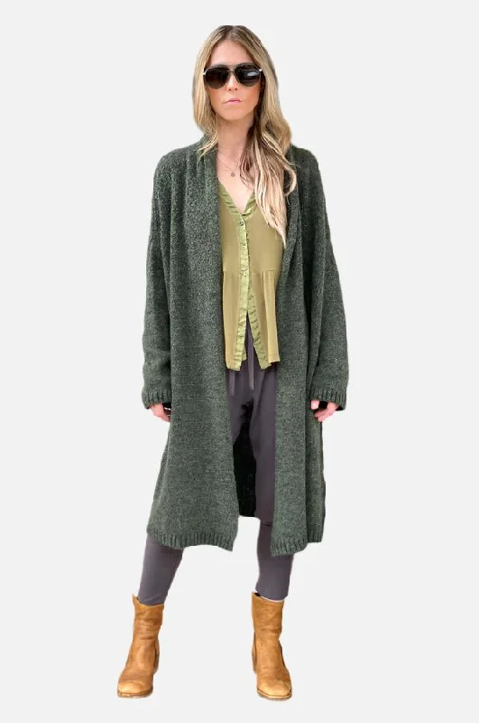 Budget-Friendly Fashion Long Duster - Green Multi