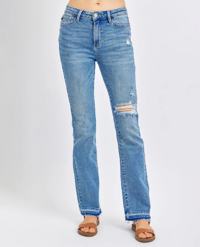 Wardrobe Refresh Judy Blue Mid Rise Destroy & Released Hem Bootcut Jeans