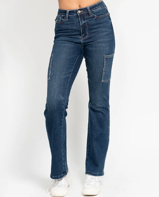 Spring Wardrobe Judy Blue High Waist Cargo Bootcut Jean