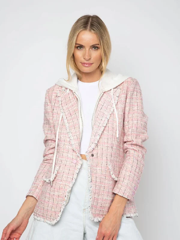 Seasonal Style Discounts Veronica Plaid Dickie Tweed Jacket - Pink Multi