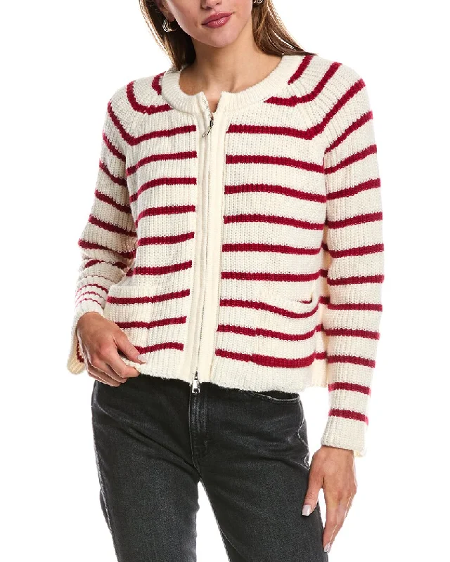 Bold Silhouette REVERIEE Striped Zip Cardigan