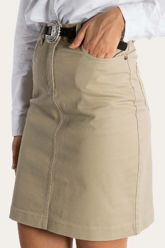 Versatile Wardrobe Essentials Maree Womens 5 Pockets Stretch Drill Skirt - Khaki