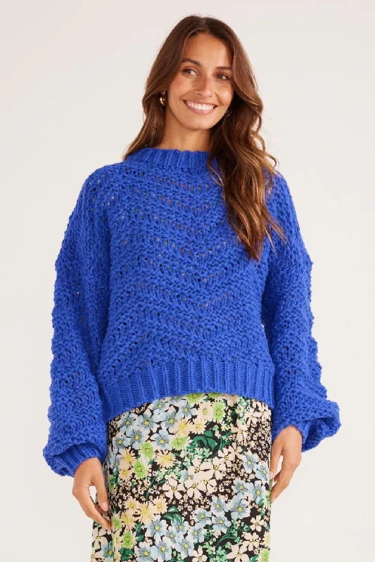 New Arrivals Luna Sapphire Zig Zag Knit Jumper