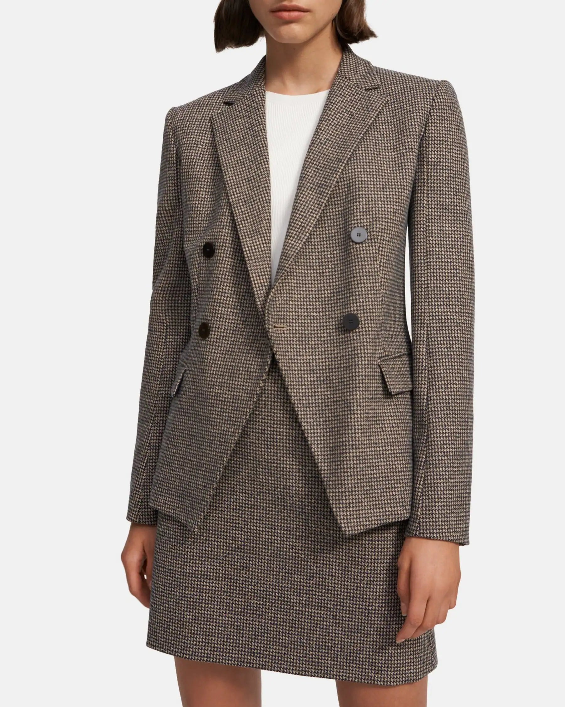 Sophisticated Outfits Angled Blazer - Houndstooth Knit