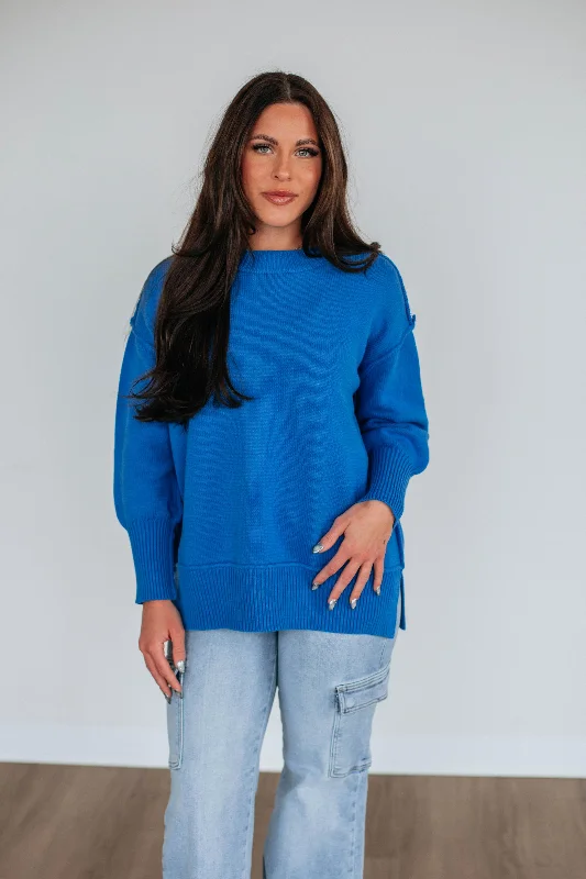 Relaxed Style Odelia Oversized Sweater - Royal Blue