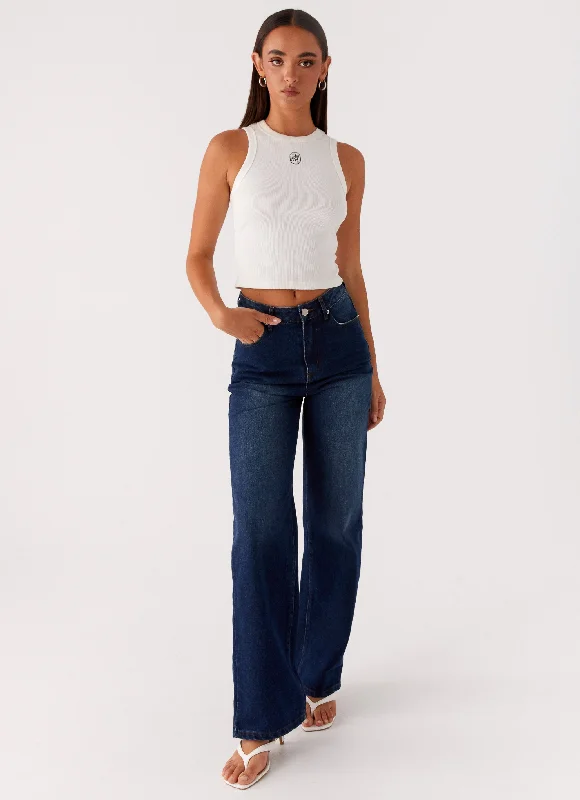 Refined Simplicity Back Again Straight Leg Denim Jeans - Vintage Blue