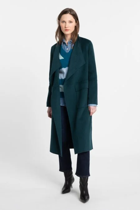 Valentine's Special Kinross Cashmere Long Drape Front Coat