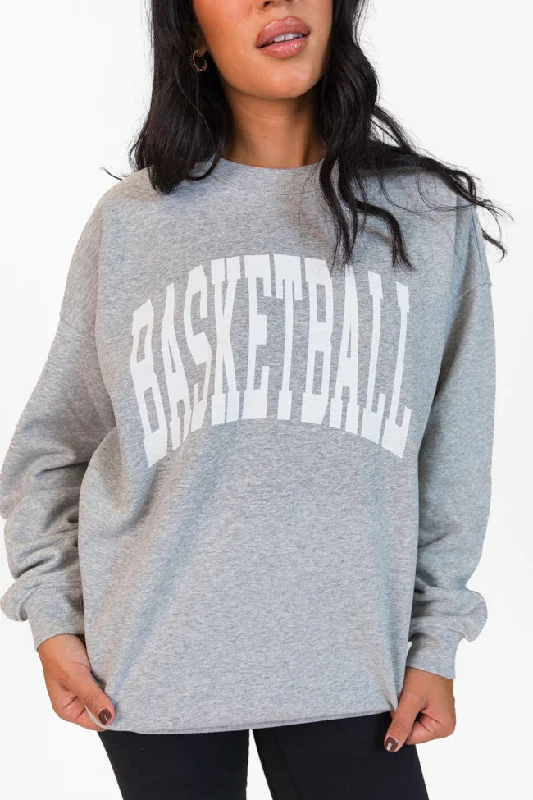 Unbeatable Prices Basketball Block Light Grey Oversized Graphic Sweatshirt