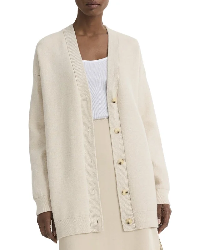 Graceful Drape Vince Oversized Double Knit Wool & Cashmere-Blend Cardigan