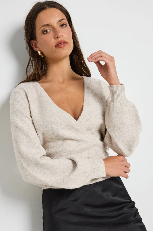 Bold Fashion Charm Oat Marle Wrap Knit Jumper