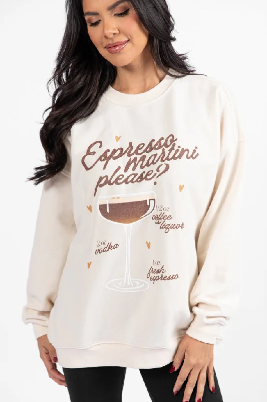 Limited Time Flash Sale Espresso Martini Please Cream Oversized Graphic Sweatshirt