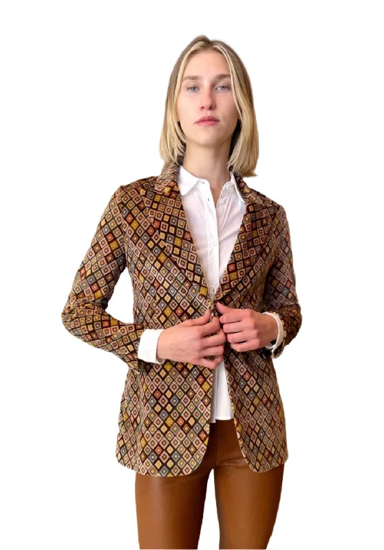 Seasonal Picks Giacca Slim Long Blazer -Vintage Antico Diamonds