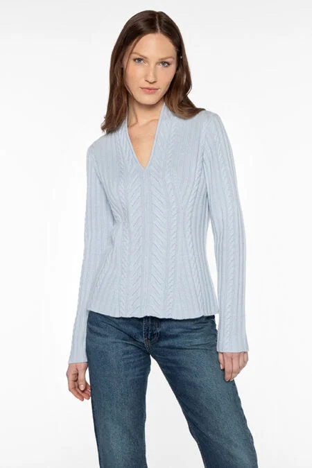 Stylish Women's Apparel Kinross Cashmere Luxe Cable Vee