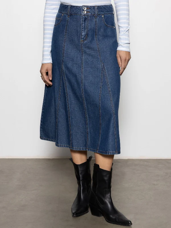 New Season Fashion Preview Flora Denim Skirt Happy Hour