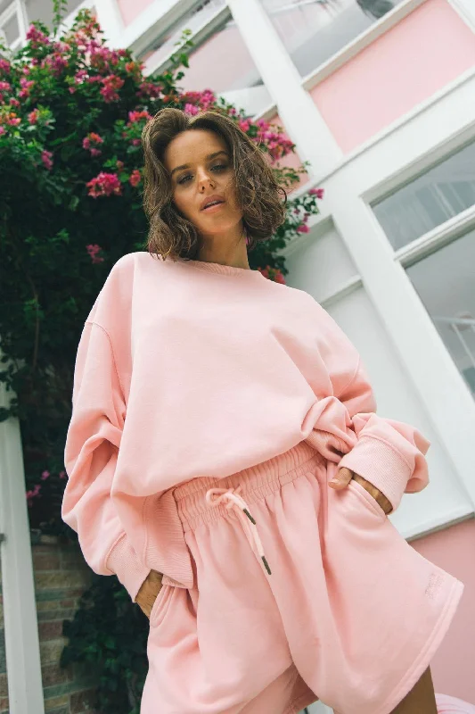 Trendy Street Style Attire Everyday Pink Sweatshirt