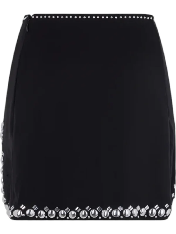 All Season Basics Discount Women's Satin Mini Skirt With Details In Black