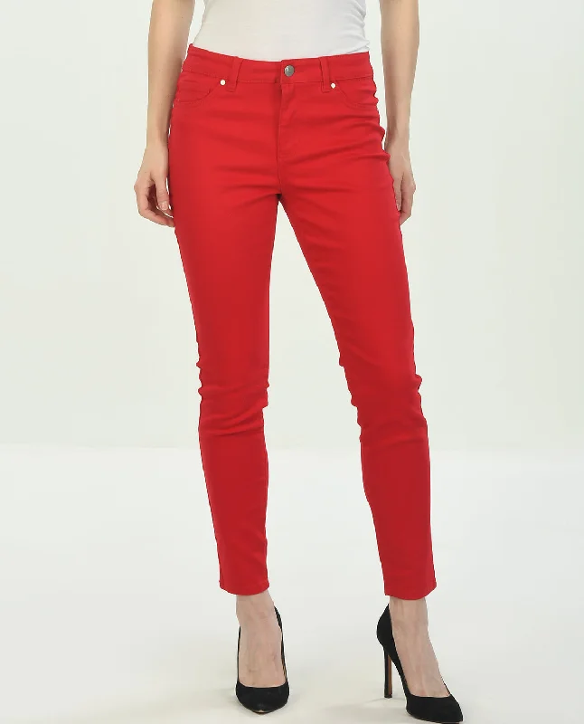 Y2K Nostalgic Fashion Look D Jeans Missy Red Sateen Skinny Jean