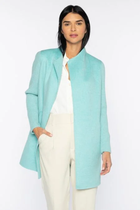 Designer Wear On Sale Kinross Cashmere Rib Sleeve Coat