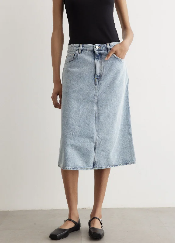 Women's Urban Fashion Denim Midi Skirt