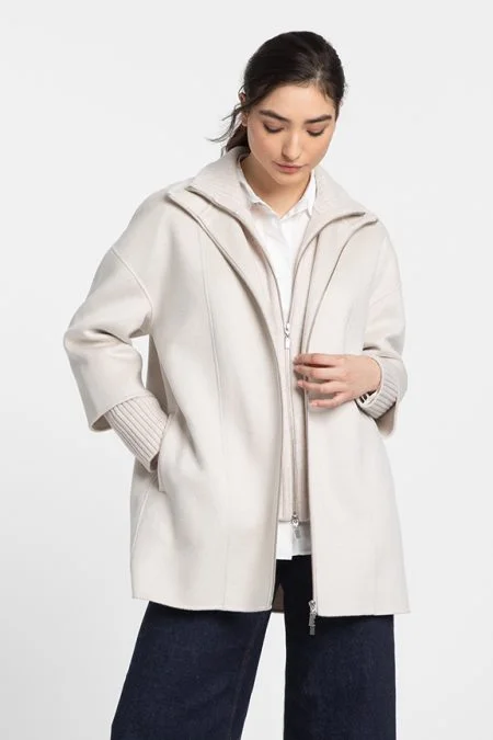 Style Streetwear Kinross Cashmere Knit Insert Zip Mock Coat