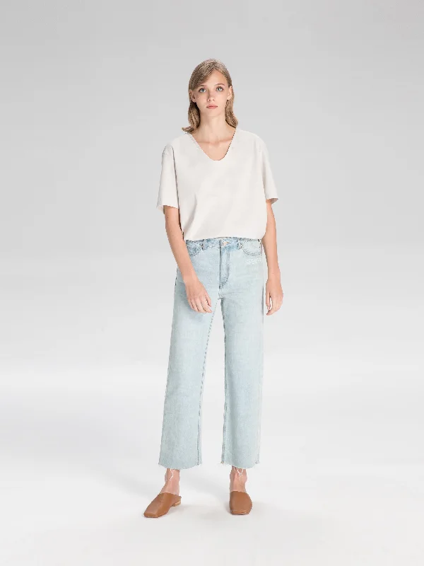 Trendy Women's Wear Collection Straight Vintage Cropped Jeans