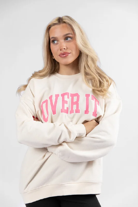 Limited Time Offers Over It Cream Oversized Graphic Sweatshirt