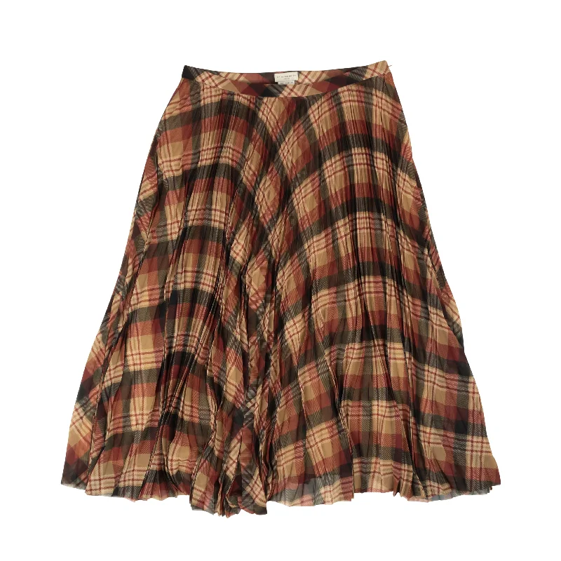 Stylish Women's Apparel Dries Van Noten Sax Plaid Pleated Skirt - Multi