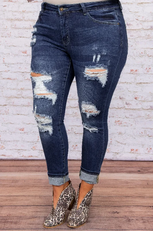 Clearance Event Go Explore Boyfriend Jeans, Dark Wash