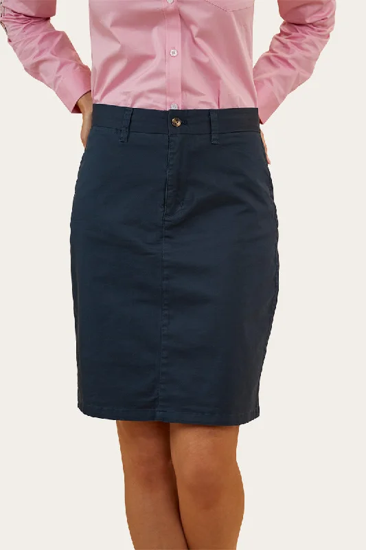 Trendsetting Threads Pippa Womens Chino Skirt - Dark Navy