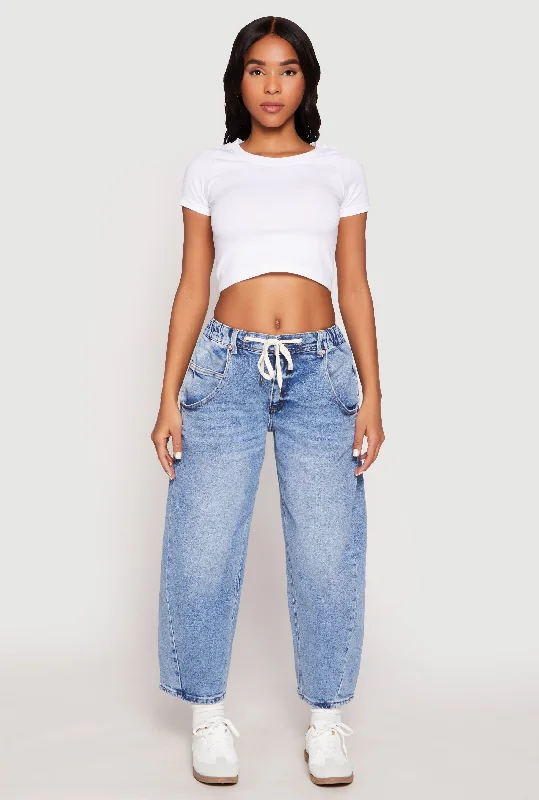 Stylish Looks Almost Famous Drawstring Waist Barrel Jeans