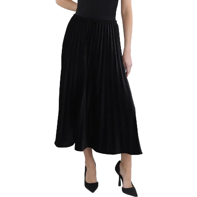 Ethnic Cultural Event Wear Womens Velvet Midi Pleated Skirt