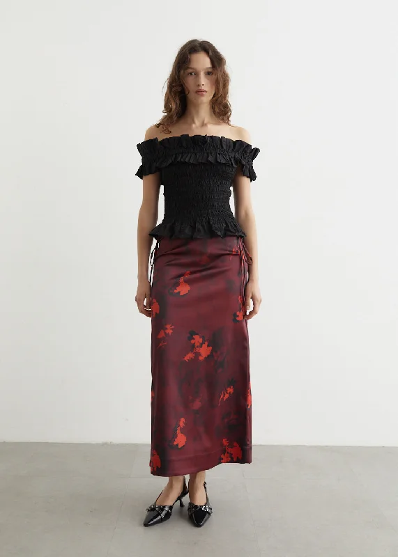 Don't Miss Out Printed Double Satin Maxi Skirt