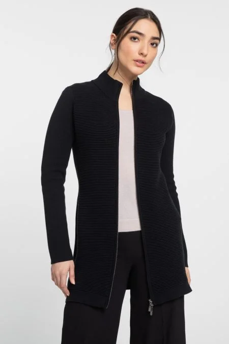 Wardrobe Refresh Kinross Cashmere Long Zip Mock Cardigan