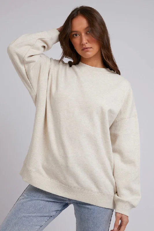 Daily Deals Oversized Oatmeal Crew Sweatshirt