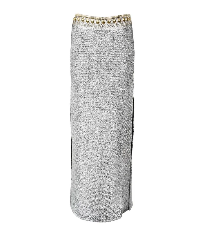 New Season Fashion Preview Sale Pression Skirt In Lurex In Silver