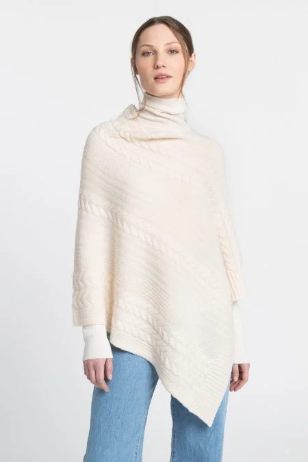 Special Offer Kinross Cashmere Luxe Cable Poncho