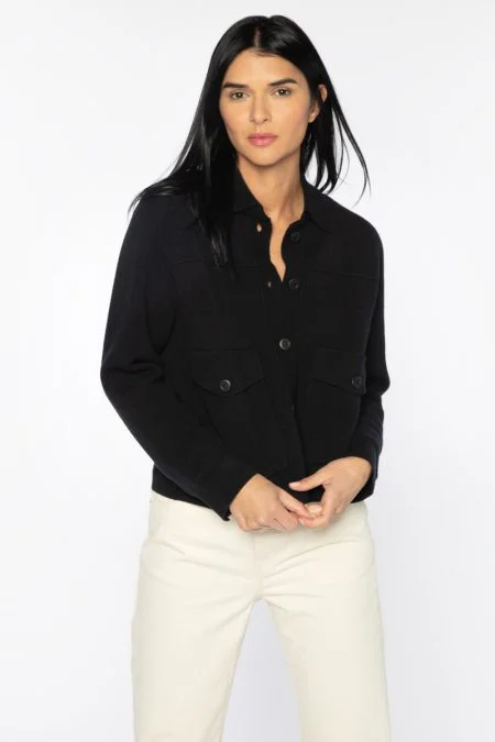 Discover Promotions Kinross Cashmere Doubleknit Crop Shacket