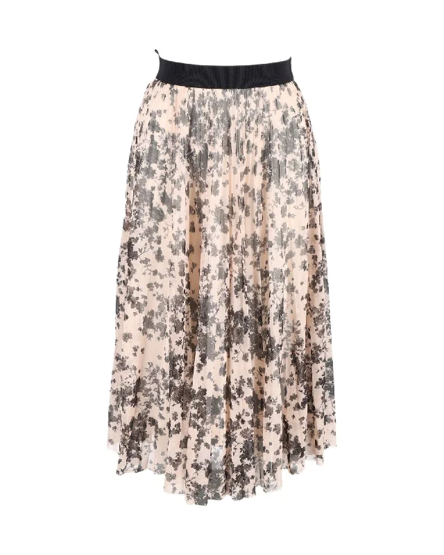 Wardrobe Essentials Max Mara Pleated Tulle Midi Skirt in Peach Polyester