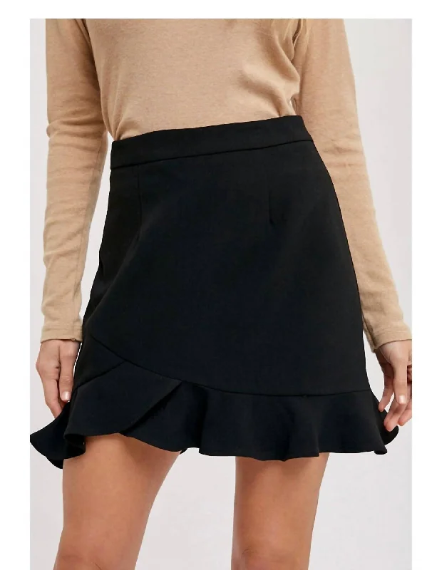 Huge Markdowns Lena Ruffle Hem Skirt In Black