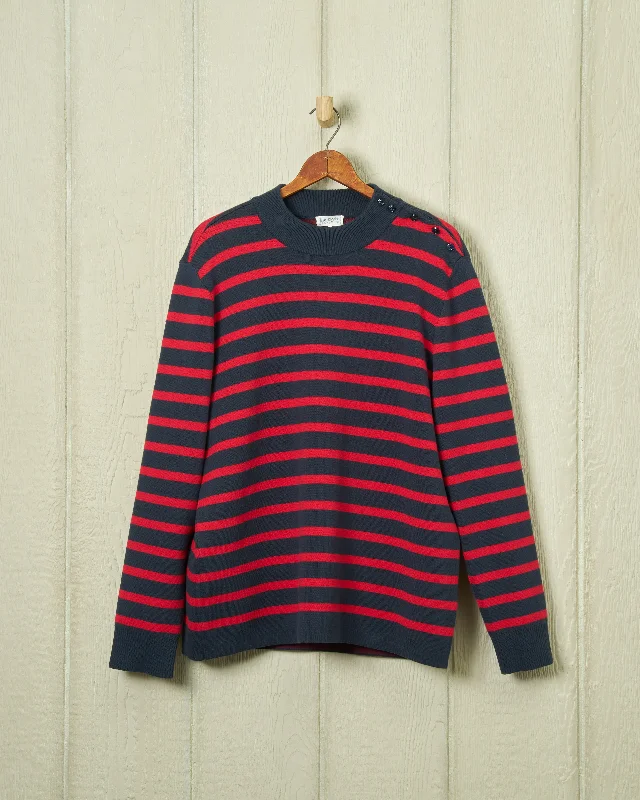 The Good Stuff Bateau Sweater in Navy/Red Stripe