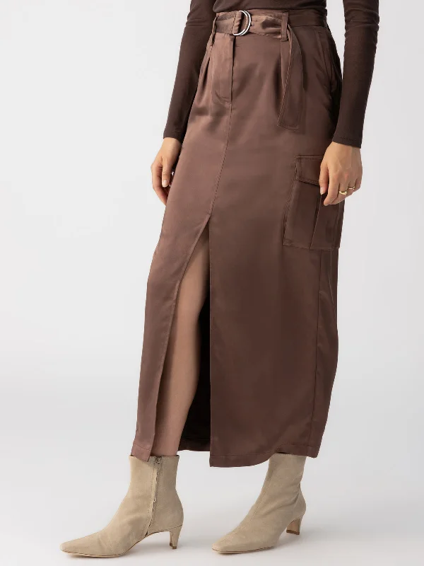 Trend Forward Women's Wear Classy Cargo Standard Rise Skirt Brown Sugar