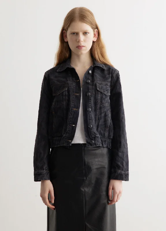 Chic Trend Collection Lazer Denim Bomber Jacket