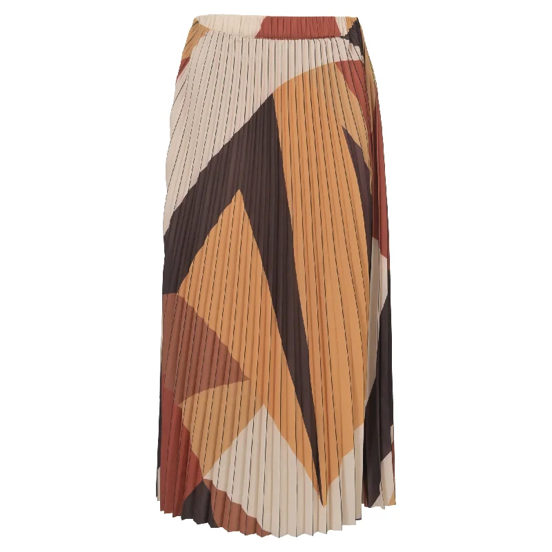 Forward Trendsetter Ba&sh Donie Pleated Graphic Midi Skirt in Multicolor Polyester