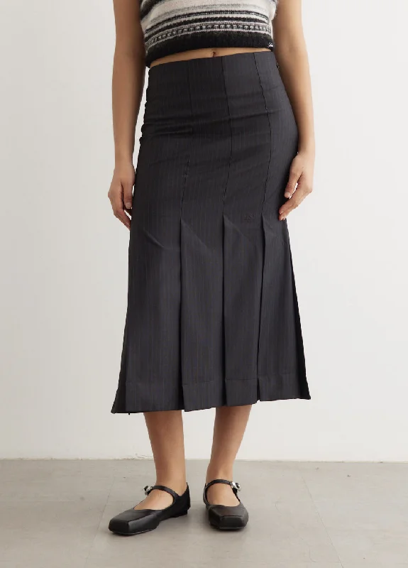 Stylish Looks Melange Stripe Suiting Midi Skirt